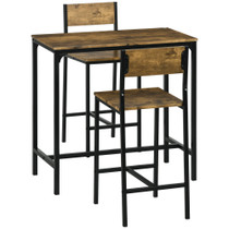 Barski set: stol 89 × 45 × 87 cm i 2 barske stolice, rustik smeđi