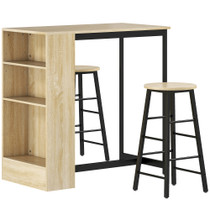 Set barskog stola i 2 stolice s policom 91 × 49 × 91 cm, hrast i crna