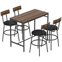 Set barski stol i 4 barske stolice 110 × 55 × 90 cm, smeđa i crna