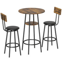 Barski set sa stolom i 2 tapecirane barske stolice 60 × 60 × 91 cm, smeđa