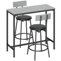 Barski stol s 2 barske stolice 100 × 40 × 90,5 cm, siva