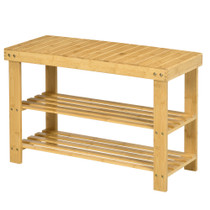 Klupa za cipele od bambusa s 2 police 70 × 28 × 45 cm, prirodna
