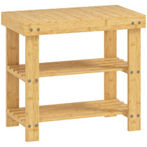 Klupa za cipele od bambusa s 2 police 50 × 28 × 45 cm, prirodna