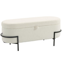 Klupa s prostorom za odlaganje 114,5 × 40 × 48 cm, krem bijela