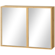 Zidni ormarić za kupatilo s ogledalima 65,2 × 14 × 50 cm, prirodna boja