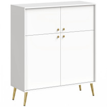 Komoda s 4 vrata i 6 odjeljaka 105,4 × 40,5 × 122,4 cm, krem bijela