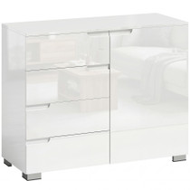 Komoda s 4 ladice i vratima 100 × 40 × 80 cm, bijela visokog sjaja