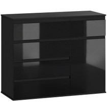 Komoda s 5 ladica i ormarićem 100 × 40 × 80 cm, crna, visoki sjaj