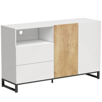 Komoda s 2 vrata i 2 ladice 140 × 40 × 85 cm, bijela i hrast