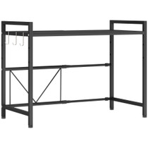 Polica za mikrotalasnu s 3 kuke, izvlačiva 39,5–64 × 32 × 47,5 cm, crna