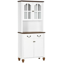 Kuhinjski ormar s 2 ladice i staklenim vratima 76 × 38 × 182 cm, bijeli