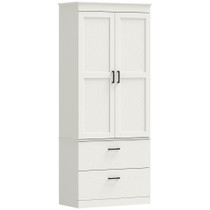 Visoki ormar za ostavu s 2 vrata i 2 ladice 75 × 39 × 178 cm, krem bijeli