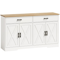 Komoda s 2 ladice i 2 ormarića 140 × 38,5 × 81 cm, bijela s hrastom