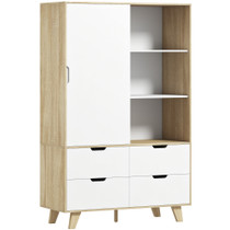 Ormar za odjeću s kliznim vratima i 4 ladice 120 × 50 × 187,5 cm, hrast/bijela