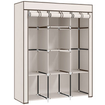 Ormar od tkanine s 8 polica i 2 šipke 125 × 43 × 162,5 cm, krem bijeli