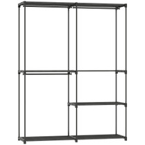 Prenosivi ormar za odjeću s metalnim okvirom 142 × 43 × 185 cm, crni