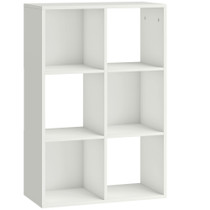 Polica za knjige s 3 nivoa i 6 pretinaca 61,5 × 29,5 × 91,5 cm, bijela