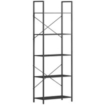 Polica za knjige s 5 nivoa 60 × 30 × 170,5 cm, crna