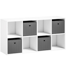 Polica s 8 pretinaca i 4 tkaninske ladice 105,9 × 30 × 53,7 cm, bijela