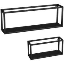 Set od 2 zidne police 60 × 12 × 21 cm i 40 × 12 × 19 cm, crne