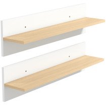 Set od 2 zidne police 80 × 16,5 × 20 cm, bijela i prirodno drvo