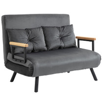 Sofa na razvlačenje s 2 jastuka, baršunasti izgled, tamnosiva