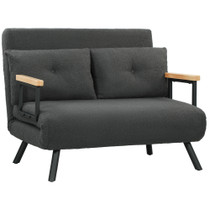 Sofa na razvlačenje, dvosjed s 2 jastuka, tamnosiva