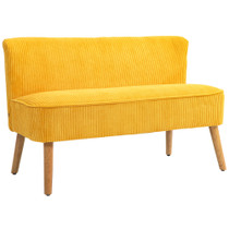 Dvosjedna sofa skandinavskog dizajna s drvenim okvirom, žuta