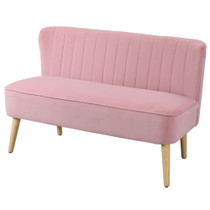 Sofa dvosjed od tkanine s izgledom baršuna, roza