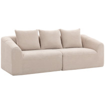 Trosjed sofa od šenil tkanine bez okvira, s 3 jastuka, bež