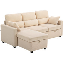 Ugaona sofa na razvlačenje s prostorom za odlaganje, bež
