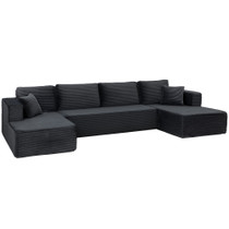 Modularna U-sofa na razvlačenje s 2 šezlonga, tamnosiva
