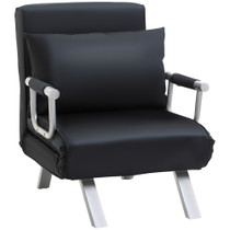 Sofa na razvlačenje 3 u 1, jednosjed s jastukom, crna