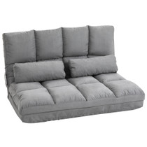 Podna sofa s podesivim naslonom i funkcijom ležanja, siva