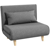 Sofa na razvlačenje za jednu osobu s podesivim naslonom, siva
