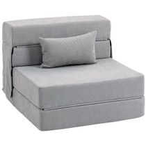 Podna sofa koja se pretvara u ležaj, s jastukom, svijetlosiva