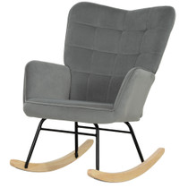 Stolica za ljuljanje vintage stila s debelim jastukom, tamnosiva