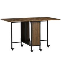 Sklopivi trpezarijski stol 130 × 80 × 74 cm, na točkićima, smeđi