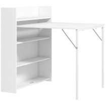 Sklopivi trpezarijski stol s policama 78,5 × 91 × 93 cm, bijeli