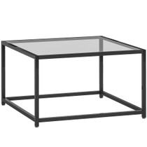 Pomoćni stol kvadratni sa staklenom pločom 68 × 68 × 39 cm, crni