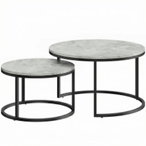 Set od 2 okrugla klub stola 78,5 × 78,5 × 46,5 cm, svijetlosiva
