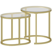 Set od 2 klub stola na slaganje, Ø 50 × 50,5 cm i 60 × 36 × 43,5 cm, zlatni