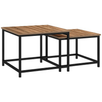 Set od 2 pomoćna stola 60 × 60 × 45 cm, crni čelik, boja drveta