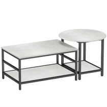 Set od 2 klub stola u izgledu mramora 80 × 54 × 41 cm, crna/bijela