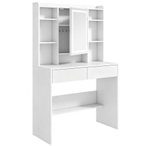 Toaletni stol s LED ogledalom i 2 ladice 90 × 40 × 144,7 cm, bijeli