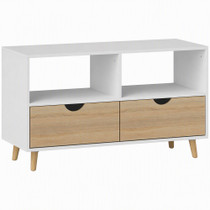 TV komoda s 2 ladice i 2 otvorene police 99 × 39 × 58,3 cm, bijela