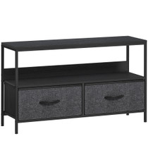 TV komoda s 2 ladice i otvorenom policom 98 × 29 × 56 cm, crna i tamno siva