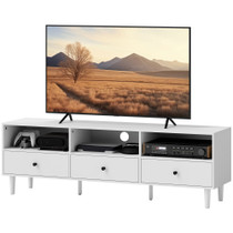 TV komoda s 3 otvorena pretinca i 3 ladice 140 × 34 × 45 cm, bijela