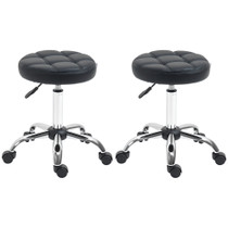 Set od 2 okretna tabure na točkićima, podesive visine 48–63 cm, crni