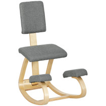 Ergonomska klečeća stolica s naslonom za leđa, ljuljajuća, siva
